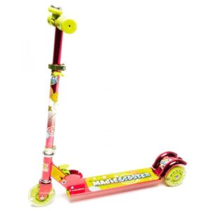 Самокат TechTeam Magic Scooter, со светящимися колесами, красный, регулируемый до 50 кг, TT.Magic.red